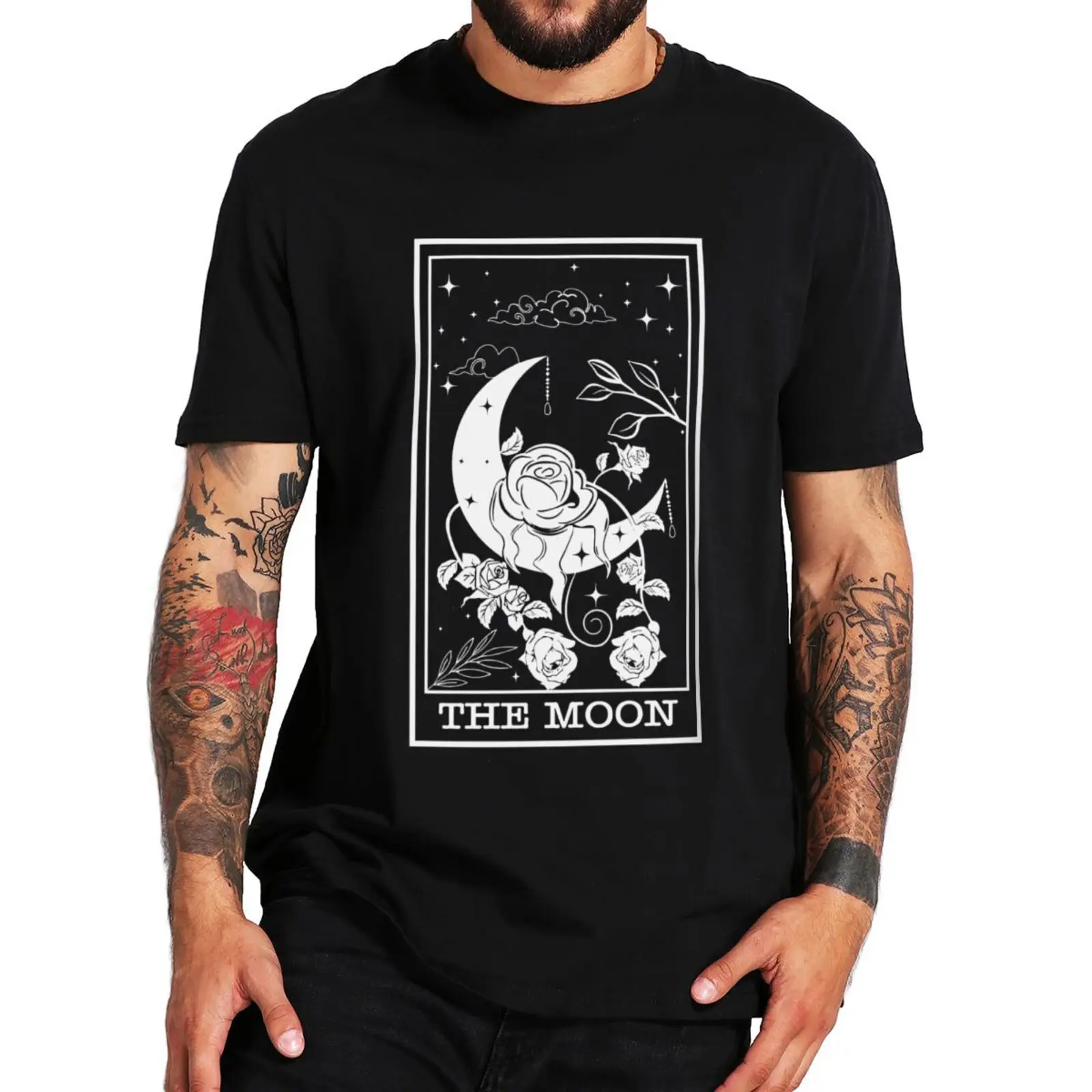 Купи Cool Moon And Graphic T Shirt Funny Letters Print Harajuku Short Sleeve Casual 100% Cotton O-neck Unisex T-shirts EU Size за 539 рублей в магазине AliExpress