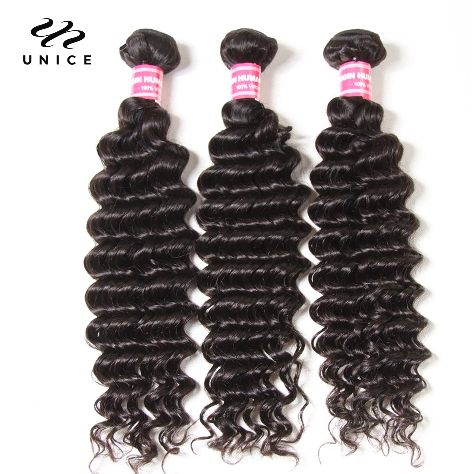 Unice Hair Deep Wave Hair Bundles 1 Piece 100% Human Hair Extension 8-26 Inch Remy Hair Weave Bundles images - 6