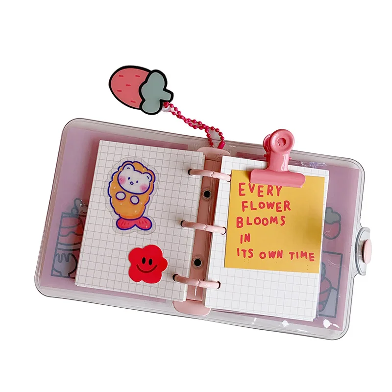 Cute Transparent Mini Loose-leaf Notebook Creative Portable Pocket Hand Book 3 Ring Binder Kawaii School Supplies Stationery images - 6