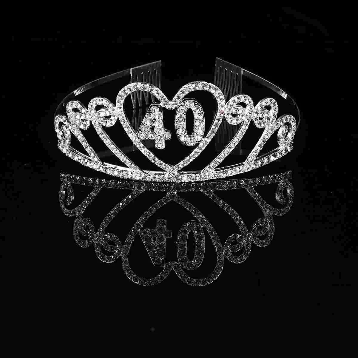 

Birthday Tiara 40Th Hair Headband Rhinestone Party Girls Decorations Decoration Th Number Crystal Women Sash Tiaras Girl Happy