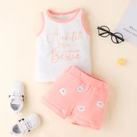 baby girl clothes set casual summer clothing for babies sleeveless letter printed vest elestic waist short for kid sports outfit