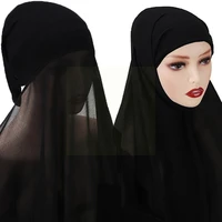 1pc chiffon hijab scarf for women veil instant hijab muslim ladies fashion islam hijab cap scarf female musulman wrap heads