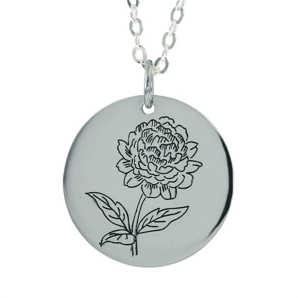 Birth Month Flower Necklace Lady Personalized Name Text Flower Pendant Stainless Steel Custom Jewelry Gift For Her Mother's Day