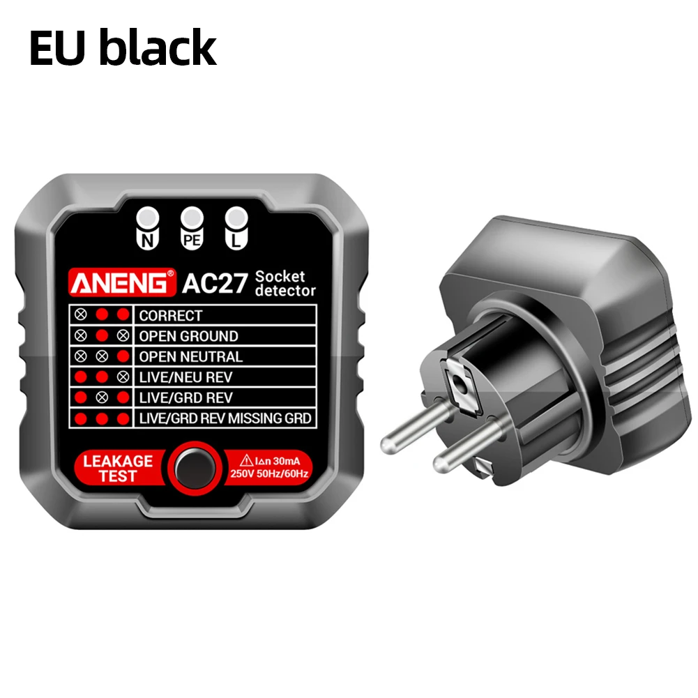 ANENG AC27 Интеллектуальный тестер розеток Цифровой дисплей Полярность фазы Pheck