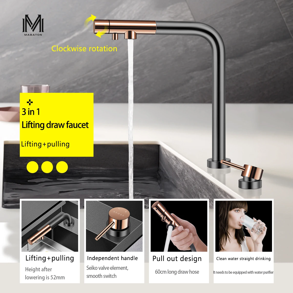 ASRAS нанометр 304 нержавеющая сталь умная очистка кухонная раковина Скрытая чашка