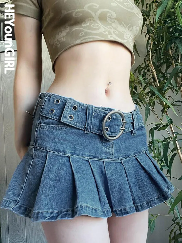 

HEYounGIRL Kawaii Plested мини юбка с низкой талией сексуальные Harajuku женщины повседневные преппи черные шорты юбки Fairycore Y2K летние корейские