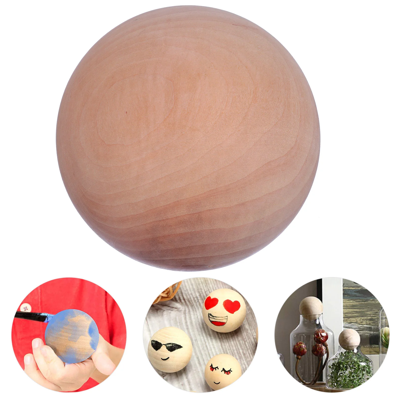 

9cm Ball Wooden Unfinished Solid Painted Toy DIY Accessories Project Round Crafts Corker