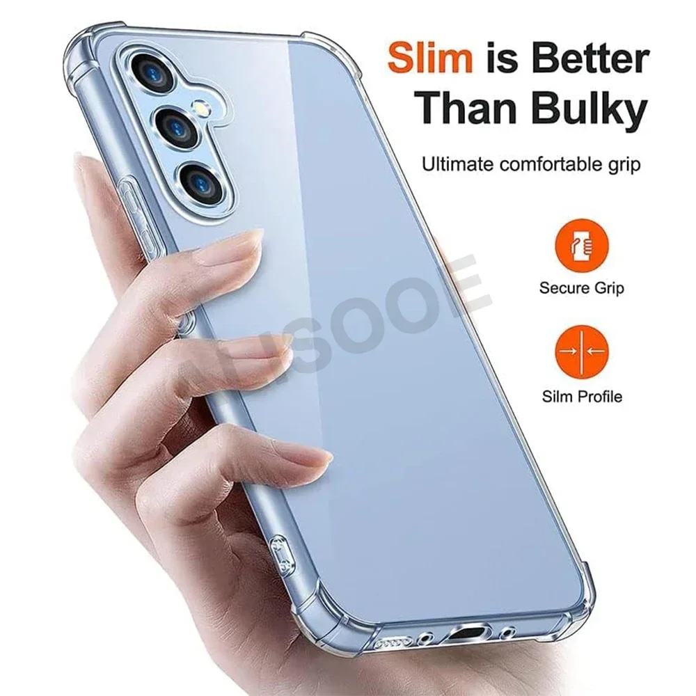 Прозрачный противоударный чехол из ТПУ HD с четырьмя углами для Samsung Galaxy M15 M55 M14 M34