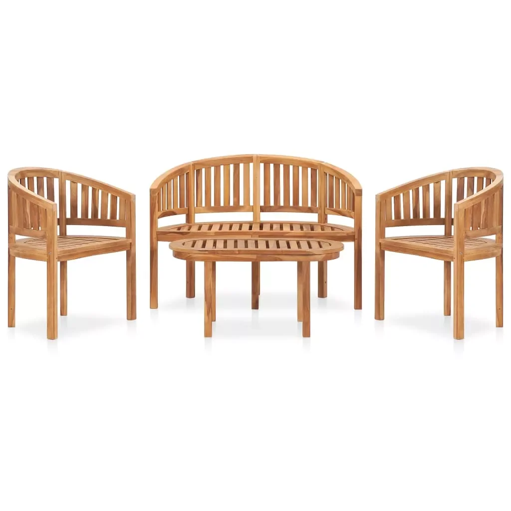 

Banana shaped 4 pcs garden set Solid teak wood