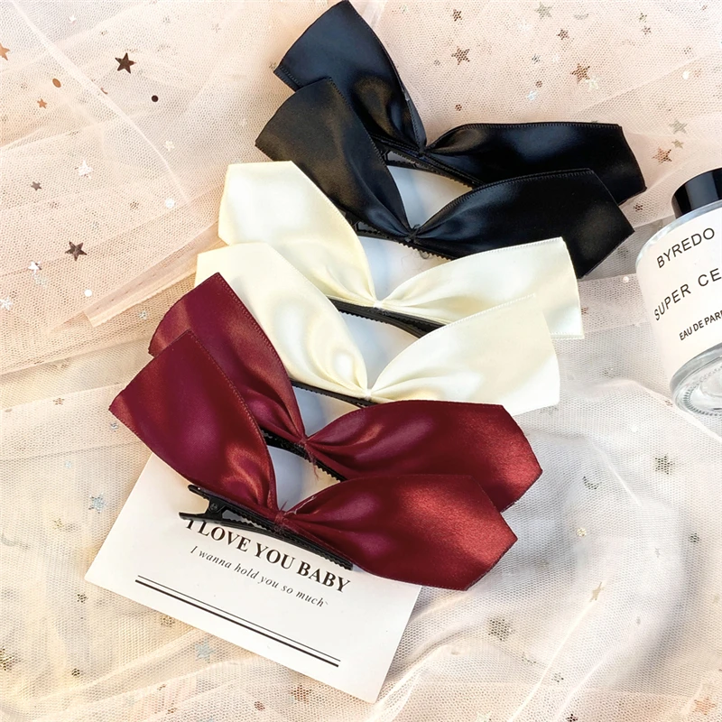 

17KM Korean 2Pcs Black Chiffon Bow Hairpin Hair Clip For Girls Women Cute Party Barrette Hairgrips Back Clip Hair Accessories