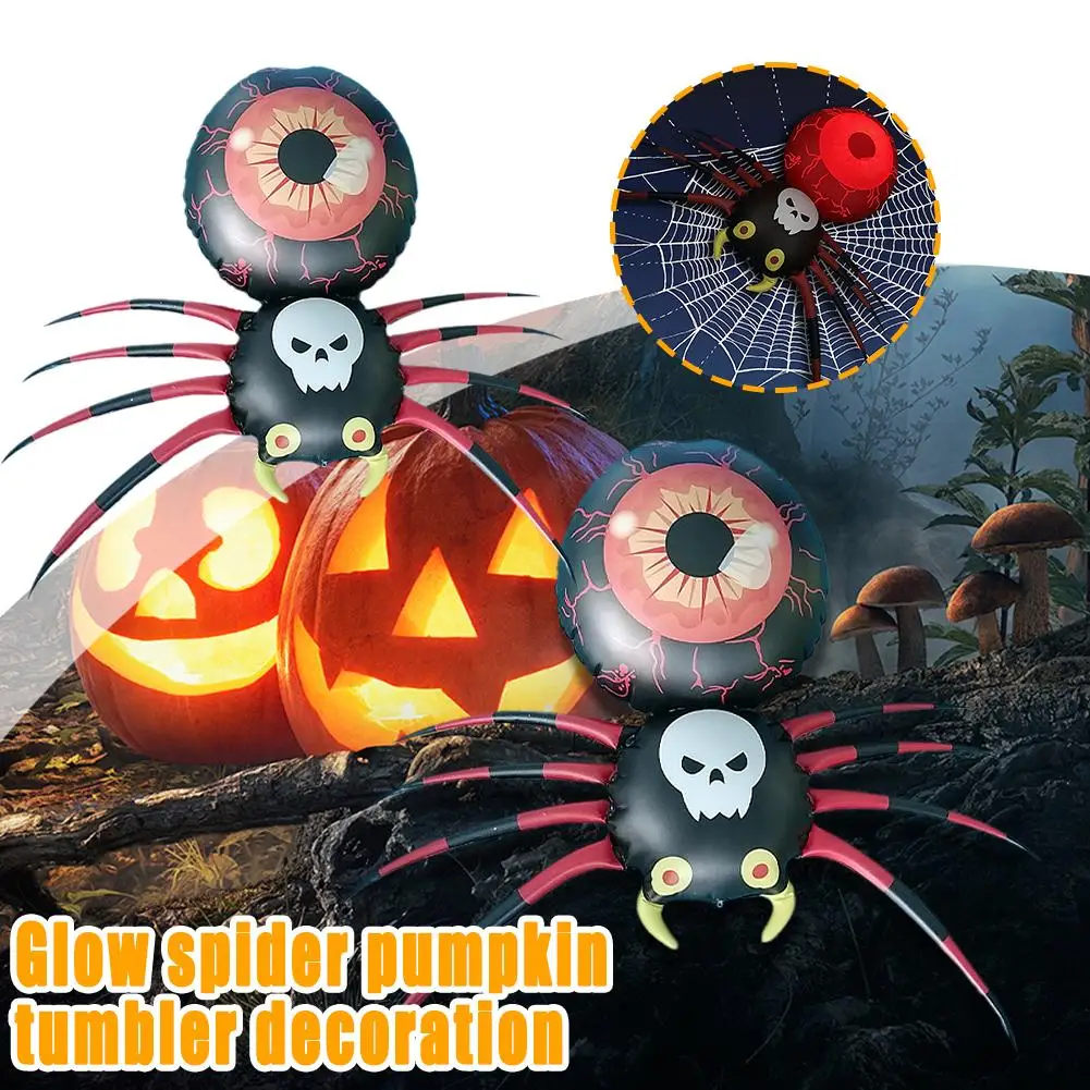 

Scary Halloween Spider With 16 Color LED Lights 3.6 Garden ft Decoration Glowing Festival Yard Ghost Up Blow L9P8