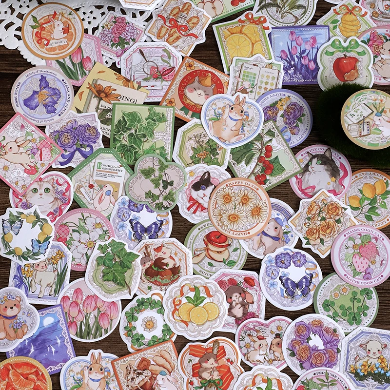 

46pcs kawaii flower Cat Decorative Boxed Stickers Scrapbooking Label Diary toy stickers Album Phone Cup Journal Planner