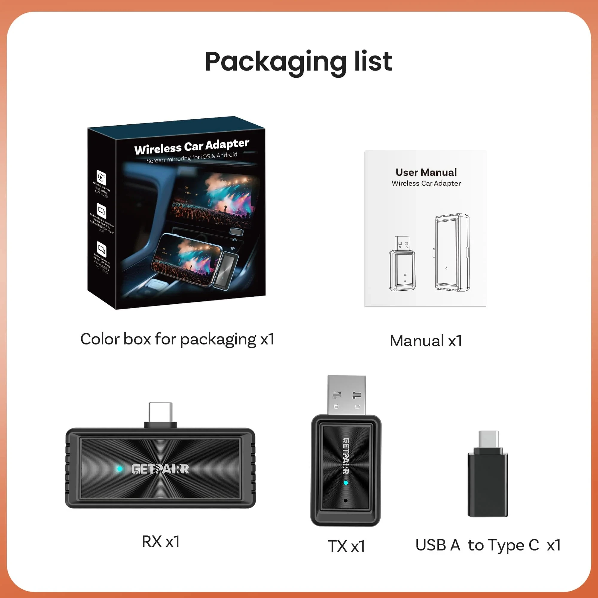 Getpairr беспроводной адаптер Carplay, зеркало на экране, сенсорные автомобильные аксессуары, видеоприставка, зеркало для iOS и Android для VW Audi Benz Toyo