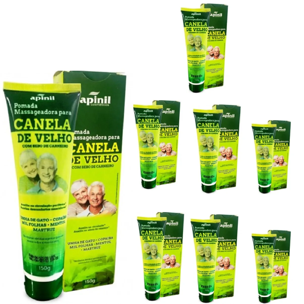 

Gel Massageador Canela old Apinil Bisnaga 150g Kit 08 Un