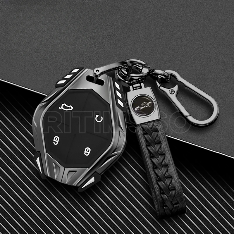 

Alloy+Silica Gel Full Cover Car Key Case for 2022 2023 Jetour DASHING X-1 Plus DTC Car Remote Key Protection Shell Keychian