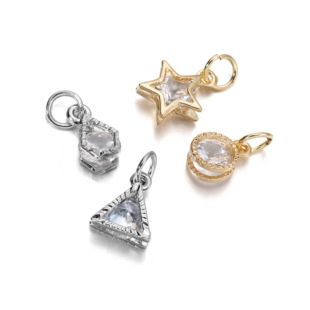 10Pcs/lot Gold Silver Color Rhinestone Hearts Charms Pendant  For Earrings Necklaces DIY Love Jewelry Making Accessories