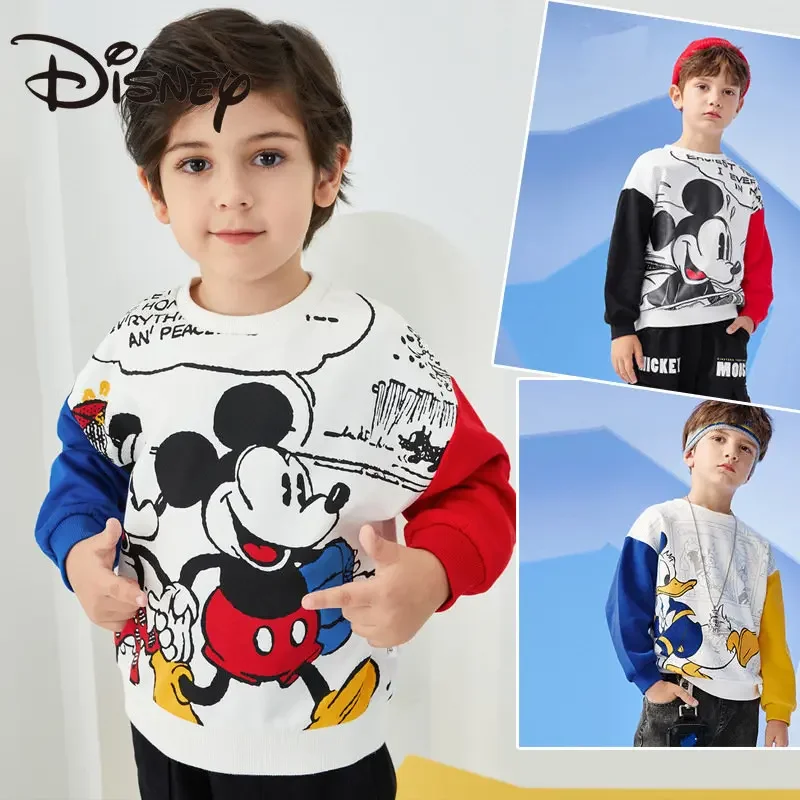 

Детская одежда Disney 2023, толстовка с длинным рукавом на весну и осень, для мальчиков и девочек, плюс бархатная детская одежда для девочек