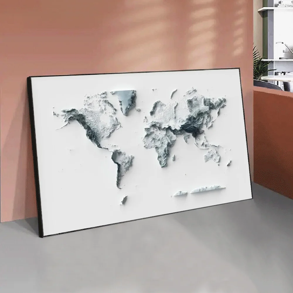 Современный декор, минималистичные 3d принты жикле, карта мира, изображения местности на холсте, изобразительное искусство, настенная живопись, плакат для гостиной