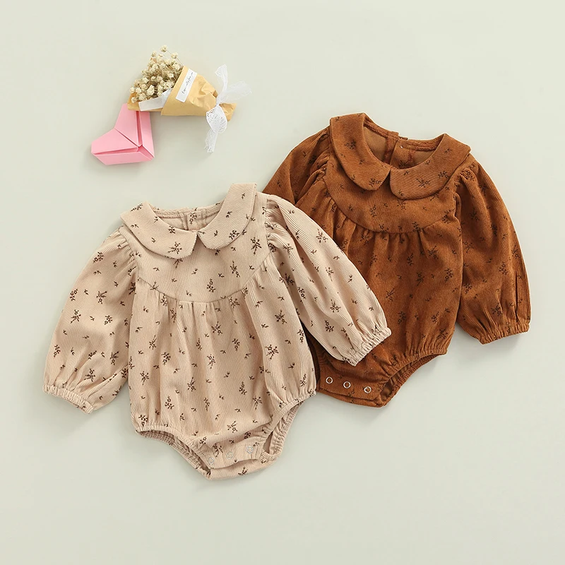 

Pudcoco 0-24M Romper Baby Girl Spring Autumn Clothes Long Sleeve Cotton Corduroy Floral Print Jumpsuit Playsuit Newborn Clothes