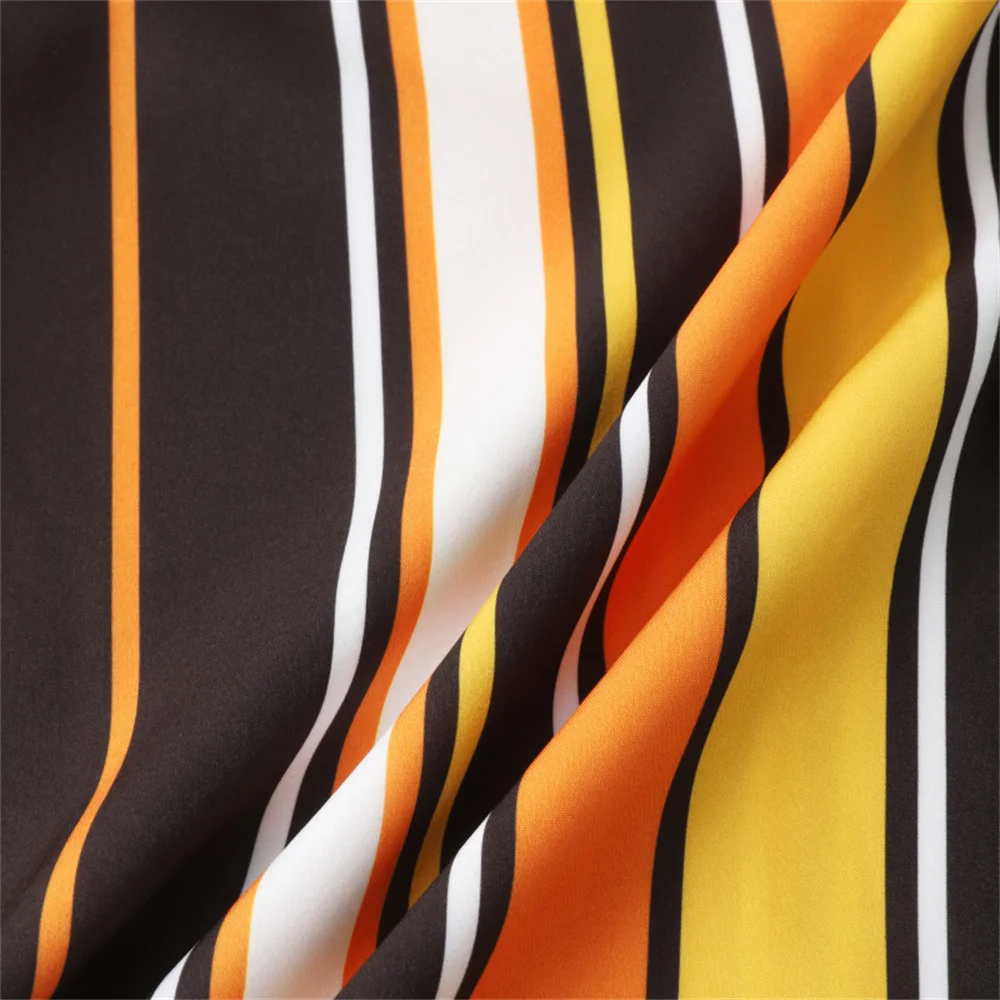 Hawaiian Striped Men's Shirt 2022 New Summer Short Sleeve Top Men Pocket Vintage Print Beach Blouses Fashion Male Clothes