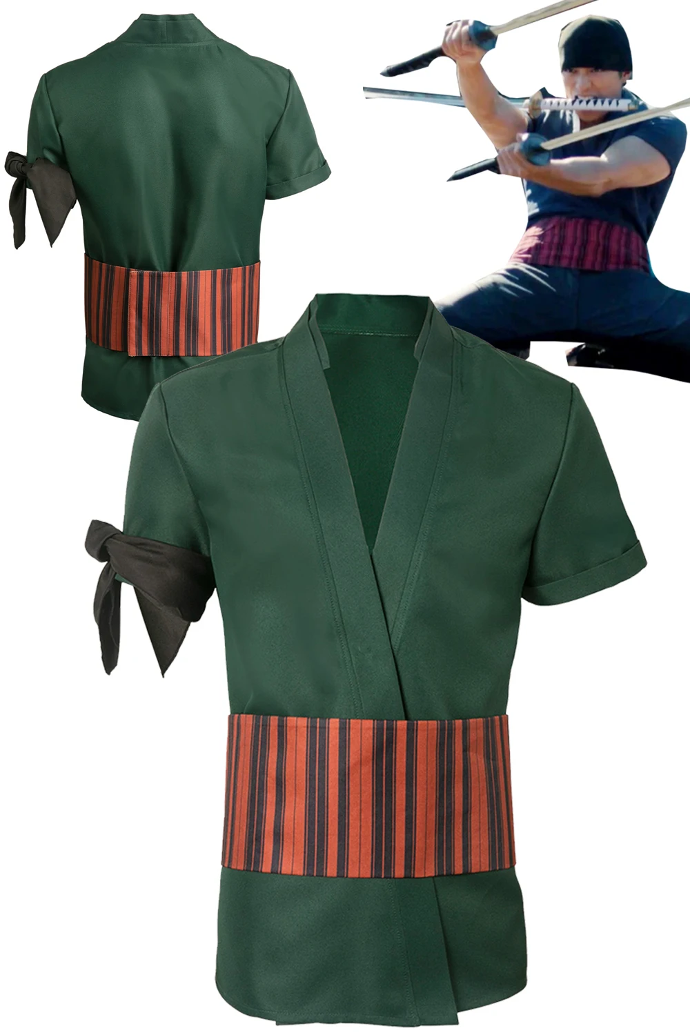 

Roronoa Cosplay Zoro Role Play Green Outfit Live Action TV One Cosplay Piece Costume Adult Men Fantasy Fancy Dress Party Clothes