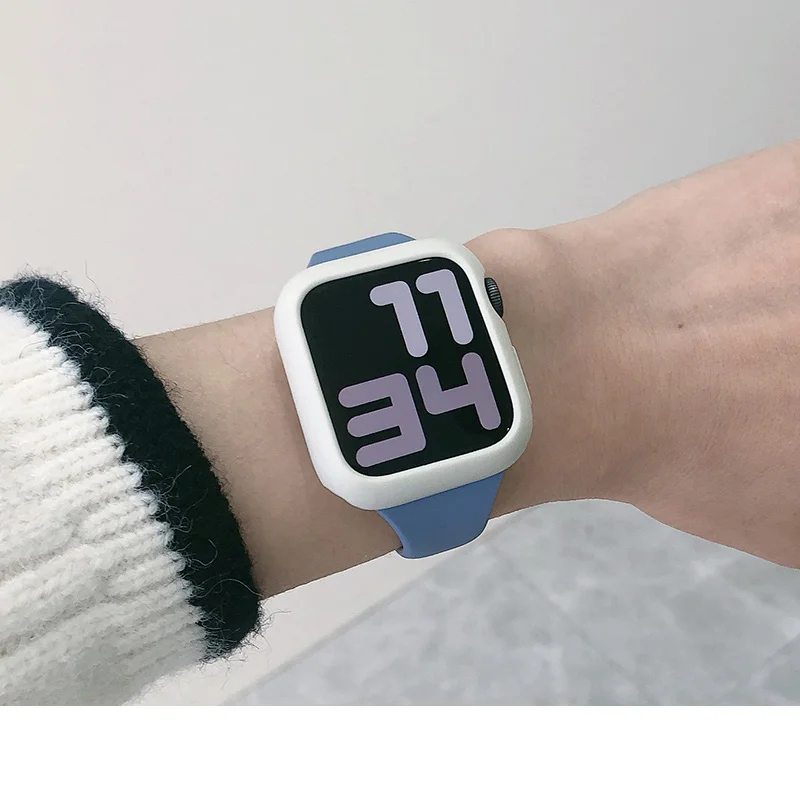 Candy Soft Silicone Case for Apple Watch 3 2 1 42MM 38MM Cover Protection Shell for iWatch 4 5 6 SE 44MM 40MM Watch Bumper black