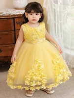 gardenwed floral girl party dress for kids puffy girl birthday dress ball gown glitter crystal kids flower girl dress