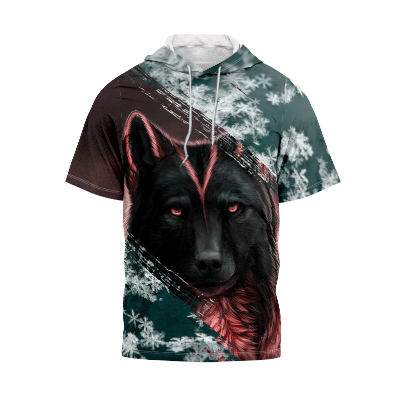 

Толстовка с коротким рукавом для мужчин и женщин, футболка с 3D-принтом волка, уличная модная трендовая Спортивная повседневная одежда в сти...