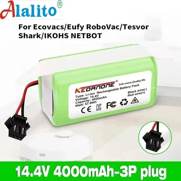 

14.4V 4.0Ah Li-ion battery for Cecotec Conga Excellence 950 990 1090 Ecovacs Deebot DN621 601/605 Eufy RoboVac 35C Panda i7 V710