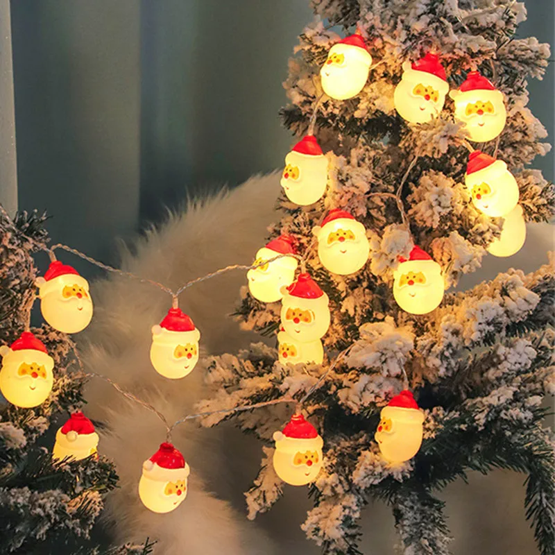 2023 New 10/20LED Snowman Santa Claus Fairy Garland String Light Battery Powered Christmas Lights for Home Party Xmas Tree Decor
