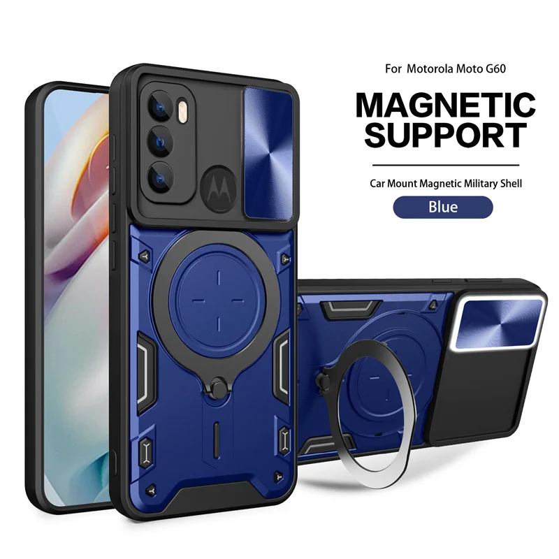 

For Motorola Moto G60 Case Car Magnetic Ring Holder Armor Shockproof Back Cover for Moto G60 G 60 MotoG60 Stand Phone Cases
