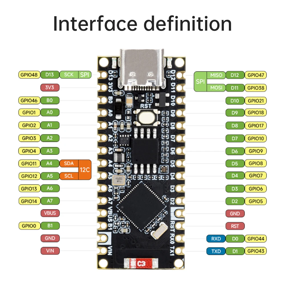 ESP32-S3 Nano WiFi Bluetooth Макетная плата Плата разработки IoT на базе ESP32-S3R8 для Arduino
