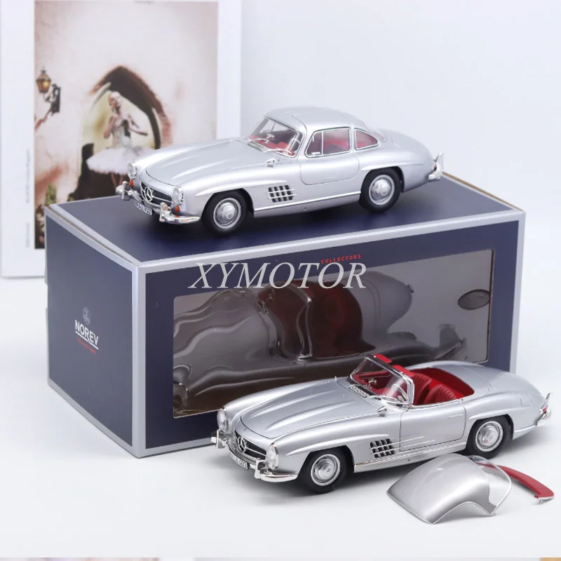 

Norev 1/18 For Benz 300SL W198 1957 Open car Diecast Model Cars Silver Toys Hobby Gift Display Ornaments Collection