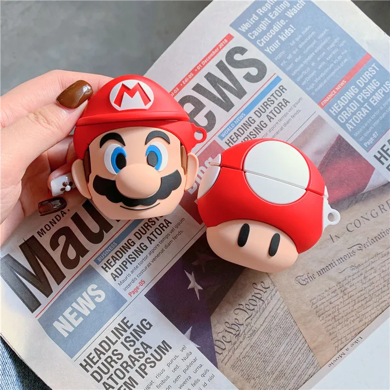 

For Airpods Pro Case,3D Cartoon Cute Super Mary Mushroom Game Silicone Earphone Case For Airpods 3 Case 2021/Airpods 1/2 Case