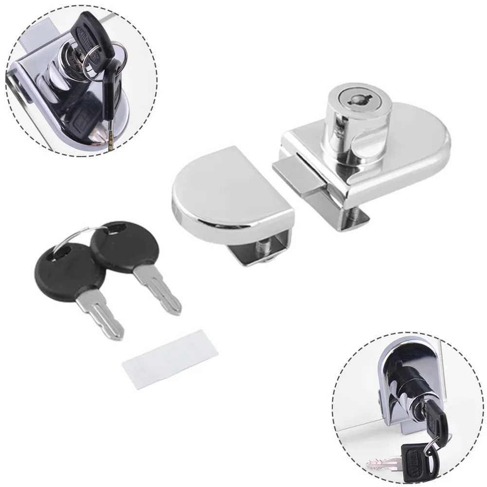 

Glass Door Lock Home Punch-free Replacement Universal Zinc Alloy Practical Cabinet Cabinets Display Double Door