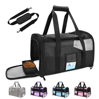 soft side carrier for cat pet conveyor handbag airline approved foldable cat carrier backpack reflective tapes cat transport bag