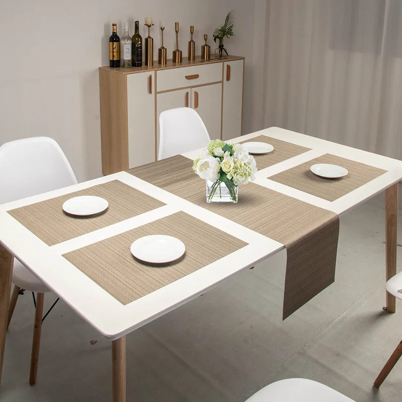 

PVC Kitchen Table Mat Home Decoration Accessories Modern Tea Coaster 4 Placemats Table Runner Set Home Western Table Towel