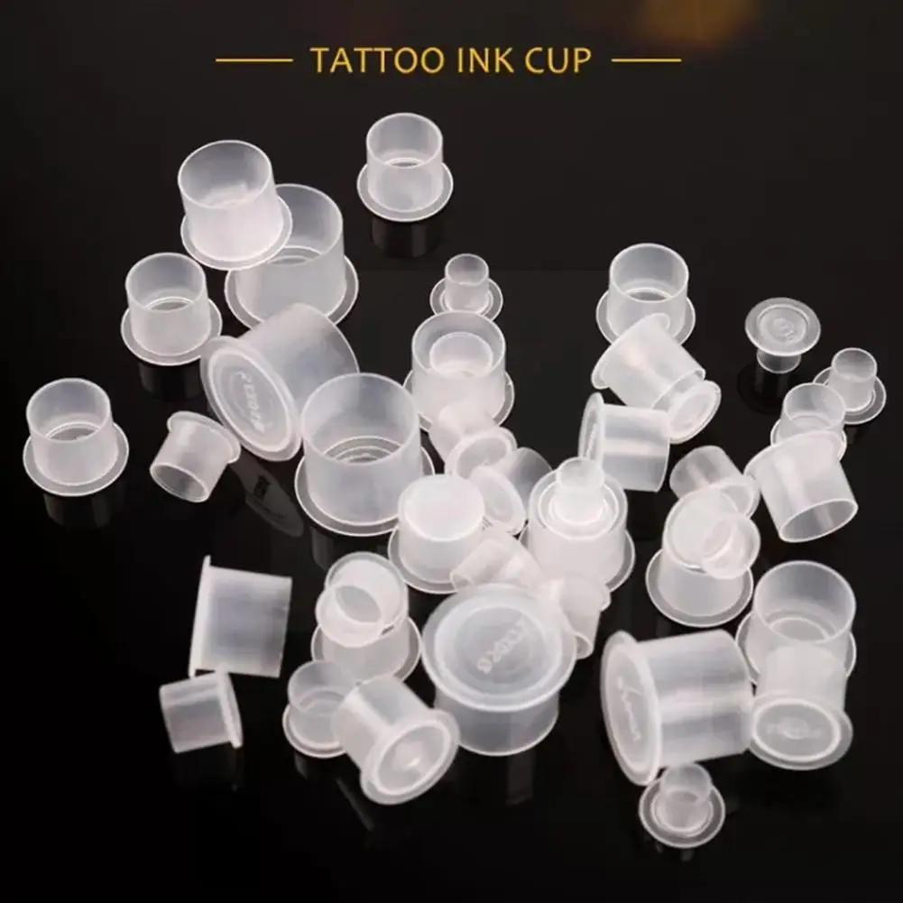 

100 PCS Plastic Disposable Microblading Tattoo Ink Holder Makeup Cups Tattoo Permanent S/M/L Pigment Machine Clear Containe E1F2