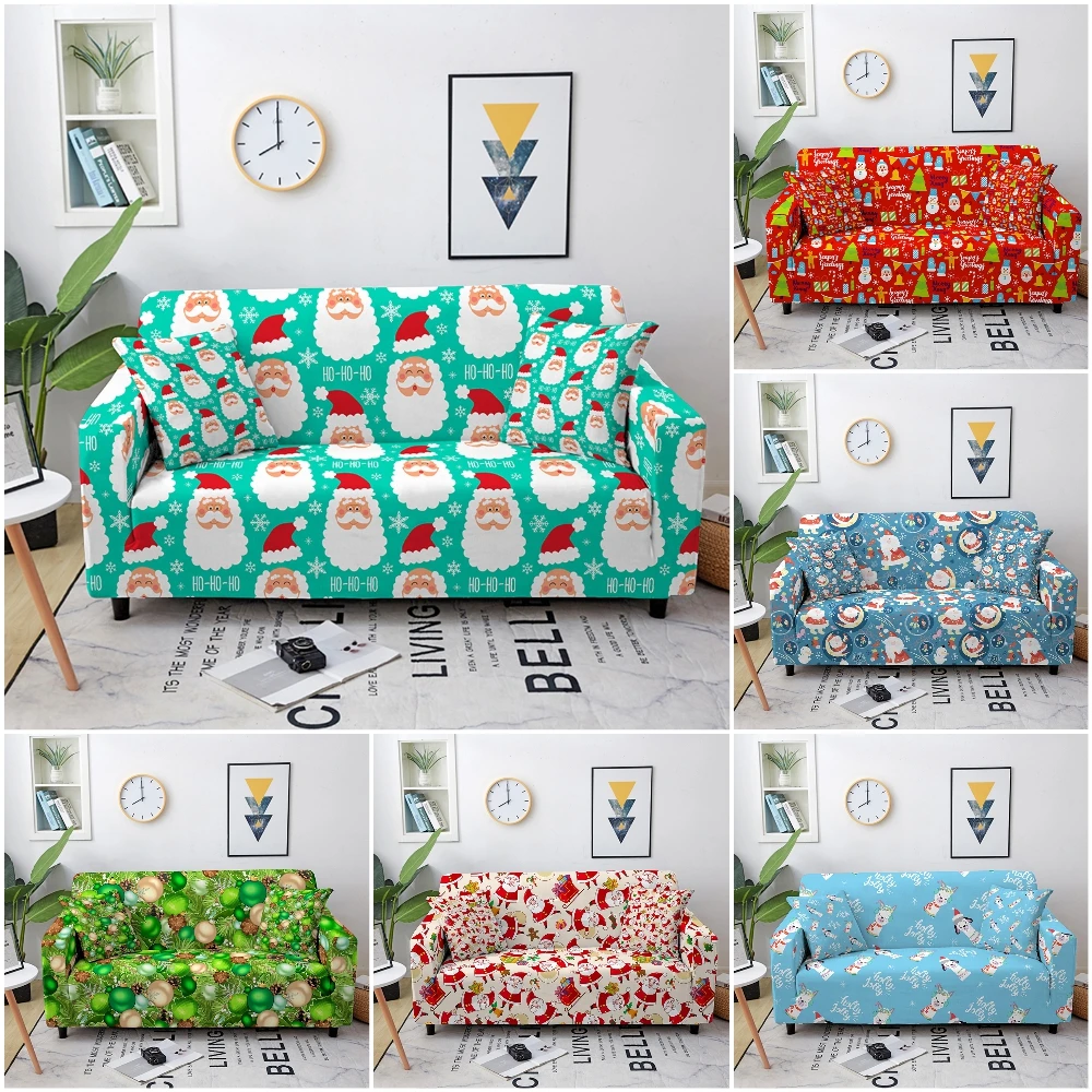 

Christmas Theme Sofa Covers for Living Room Santa Claus Elastic Couch Covers for Sofas Stretch Sectional Sofa Slipcover