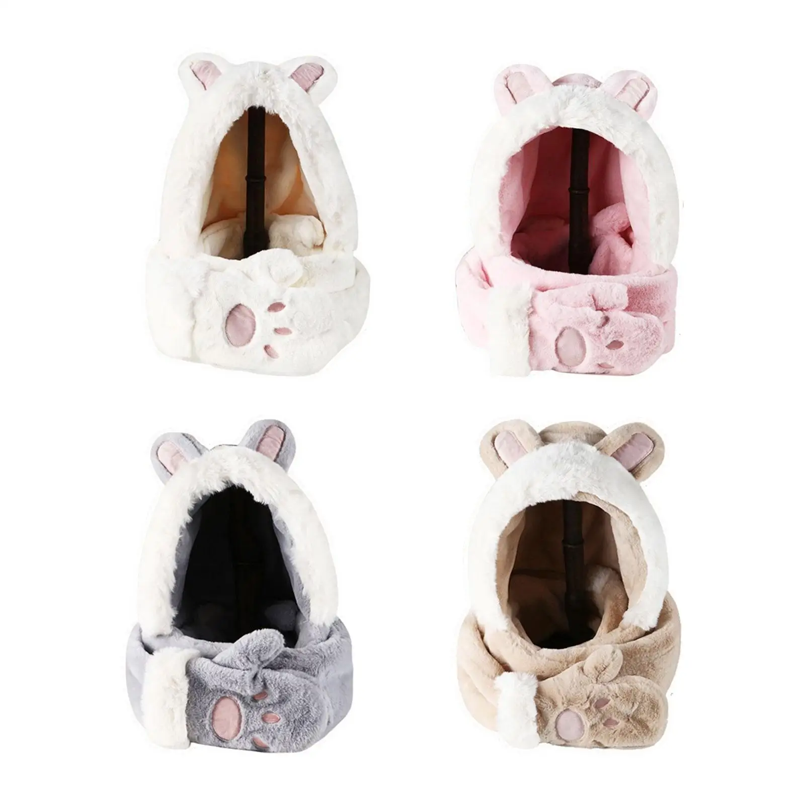 

Women’S Hooded Scarf Paw Gloves Mitten Hoodie Hat Warm Winter Cute Animal Hat Plush Headscarf Neck Warmer Rabbit Ears