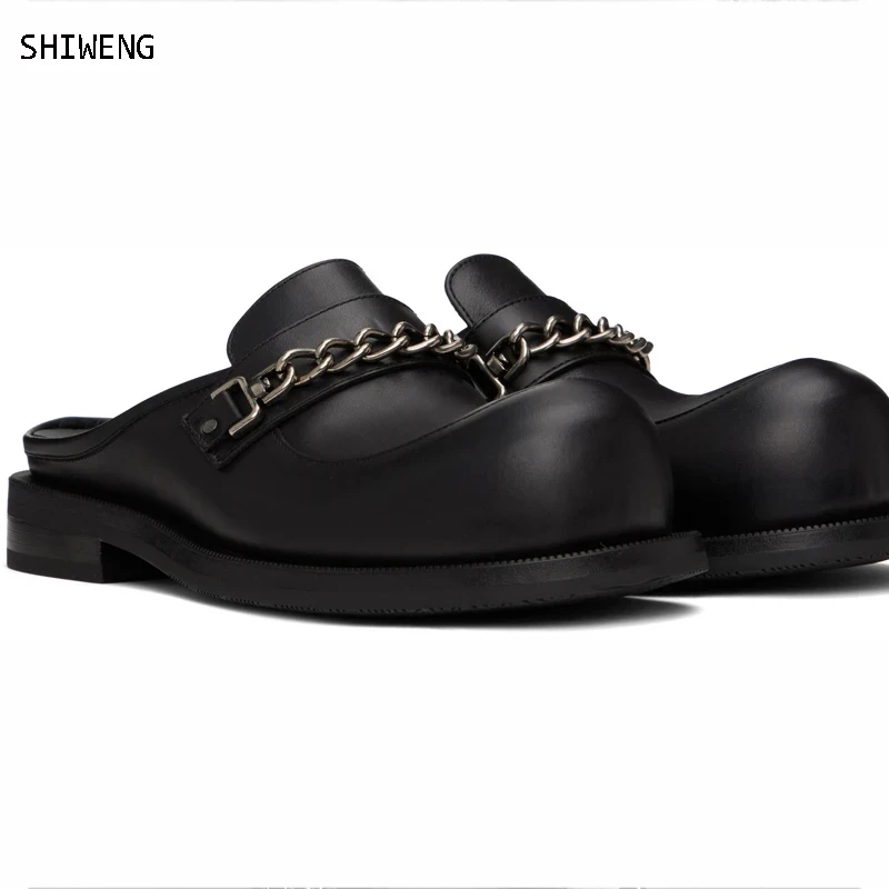 

Мужские официальные туфли на толстой платформе, повседневная обувь из натуральной кожи с круглым носком, без застежек, повседневные мужские слиперы, размер 48