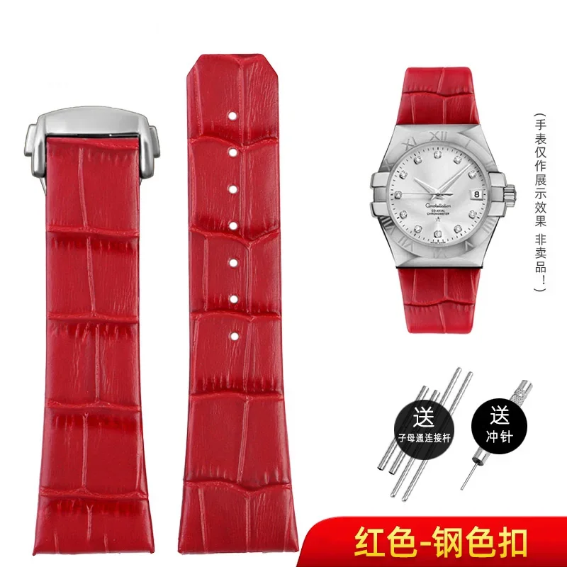 Фото Специальный женский интерфейс для Omega Constellation, ремешок для наручных часов из натуральной воловьей кожи, 23 мм, пряжка с вырезом, ремешок 10 мм №1