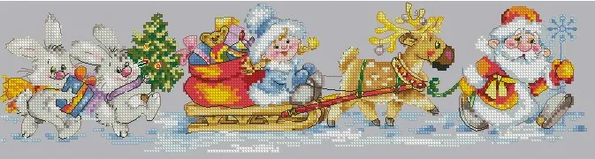 

Christmas sleigh 50-20 embroidery kits, cross stitch kits,cotton frabric DIY homefun embroidery Shop14