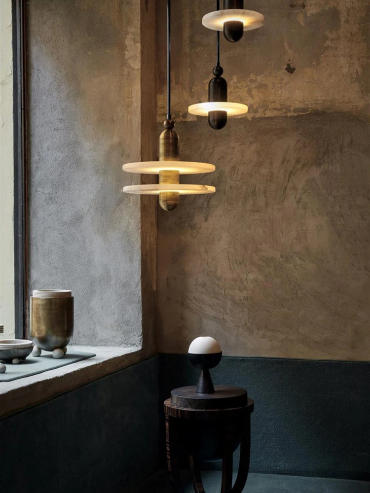 Новинка 2024 трендовая подвесная люстра из искусственной кожи с мраморным