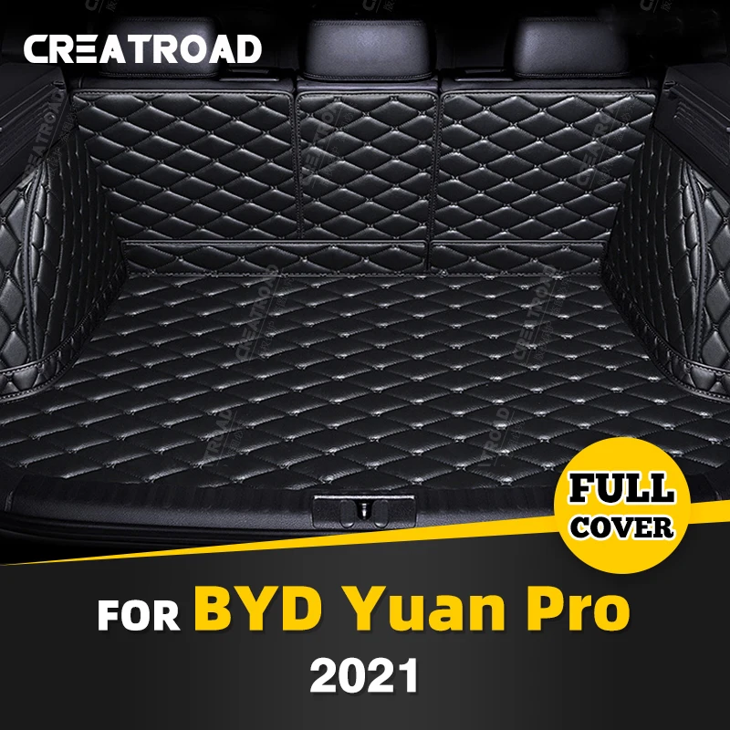 

Автомобильный коврик для багажника с полным покрытием для BYD Yuan Pro 2021, кожаный автомобильный коврик для багажника, подкладка для груза, защитные аксессуары для интерьера