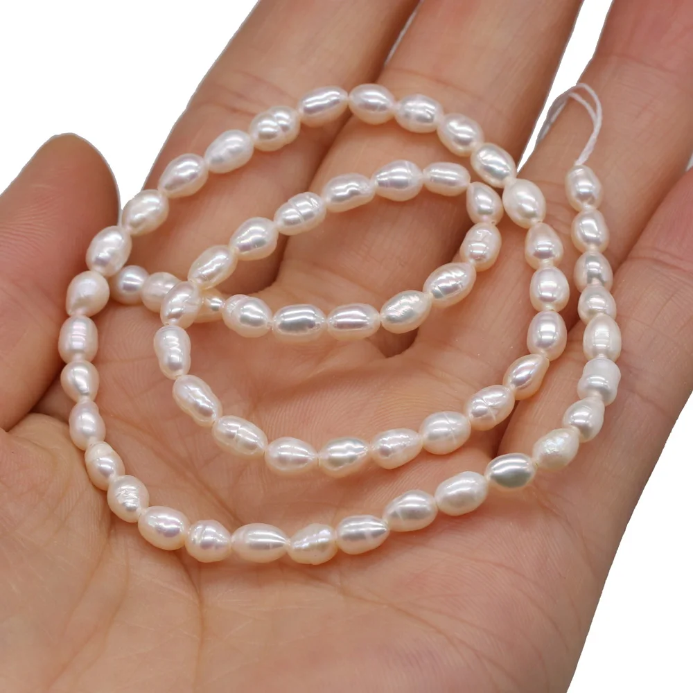 Grade AAA Freshwater Natural Pearl Beads White Rice Shap Bead for DIY Jewelry Making Bracelet Necklace Accessories Loose Beads