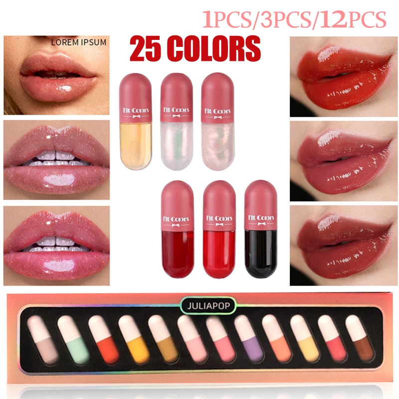 

25 Colors New Mini Capsule Lipstick Set Waterproof Non-stick Cup Carry Pill Lipstick Novelty Lips Makeup DIY Lipstick For Women