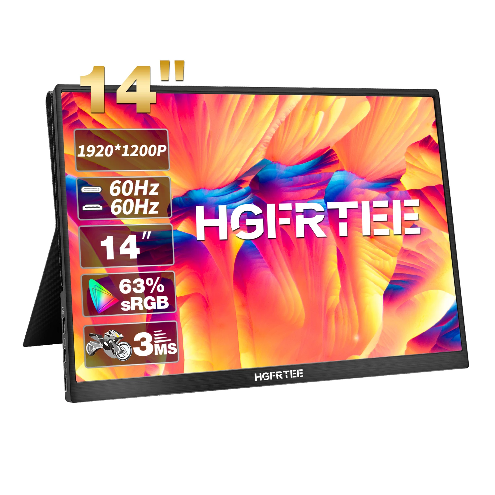

14-дюймовый портативный монитор 16:10 IPS, игровой ПК, внешний экран HDMI-совместим с динамиком для Xbox Switch, ноутбука