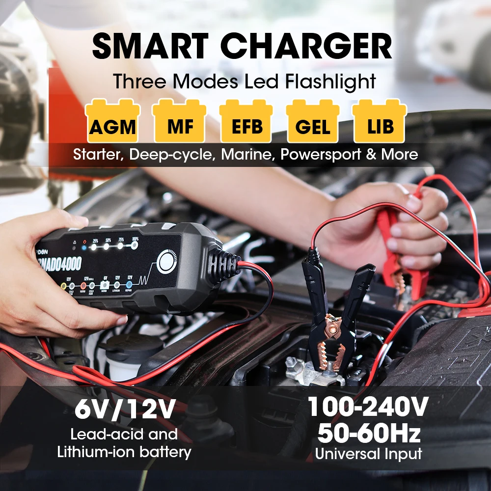 6v12v car battery charger for acid lithium battery topdon t4000 power repair automatic jump starter 20ah 150ah battery charger free global shipping