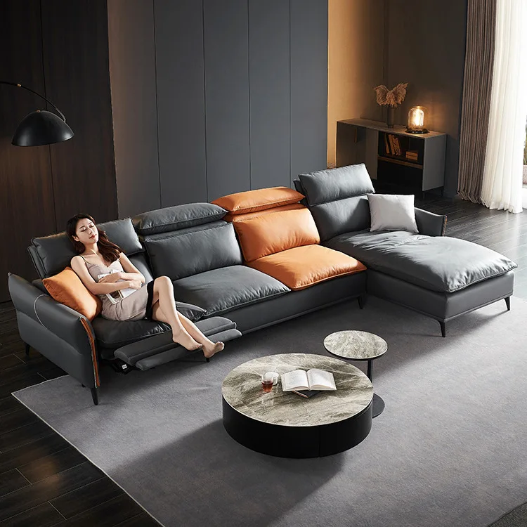 

Simple modern Italian minimalist living room latex down Technology cloth sofa electric function imperial concubine sofa
